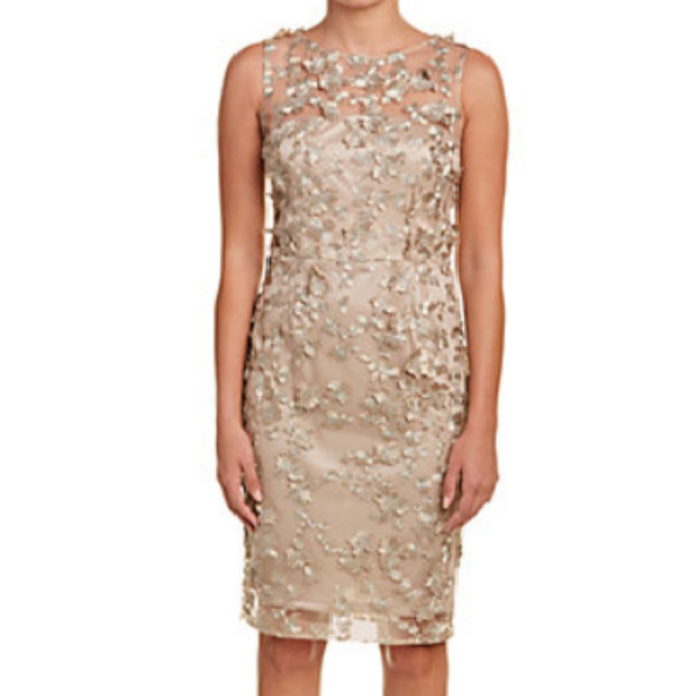 david meister gold cocktail dress David Meister bronze gold halter cocktail party evening dress size 4